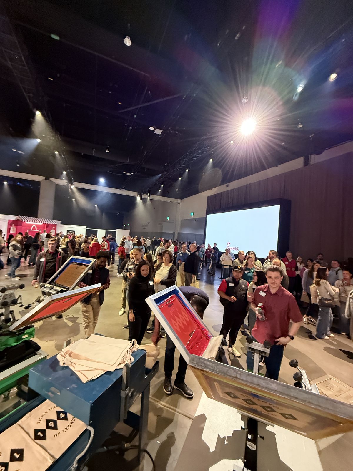 Merch Troop live printing — the line forms fast